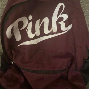 Slightly used pink brand large backpack large shoulder bag color burgundy